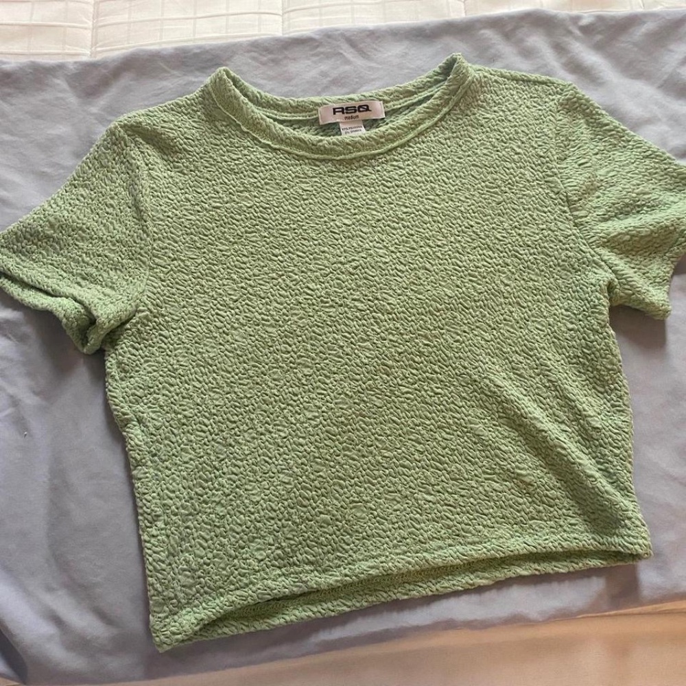 Textured mint green crop top